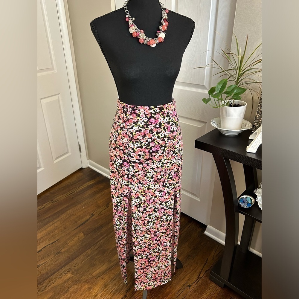 💖No Boundaries Strapless Floral Boho Front Slit Or Skirt Combo Dress XS - Picture 5 of 6